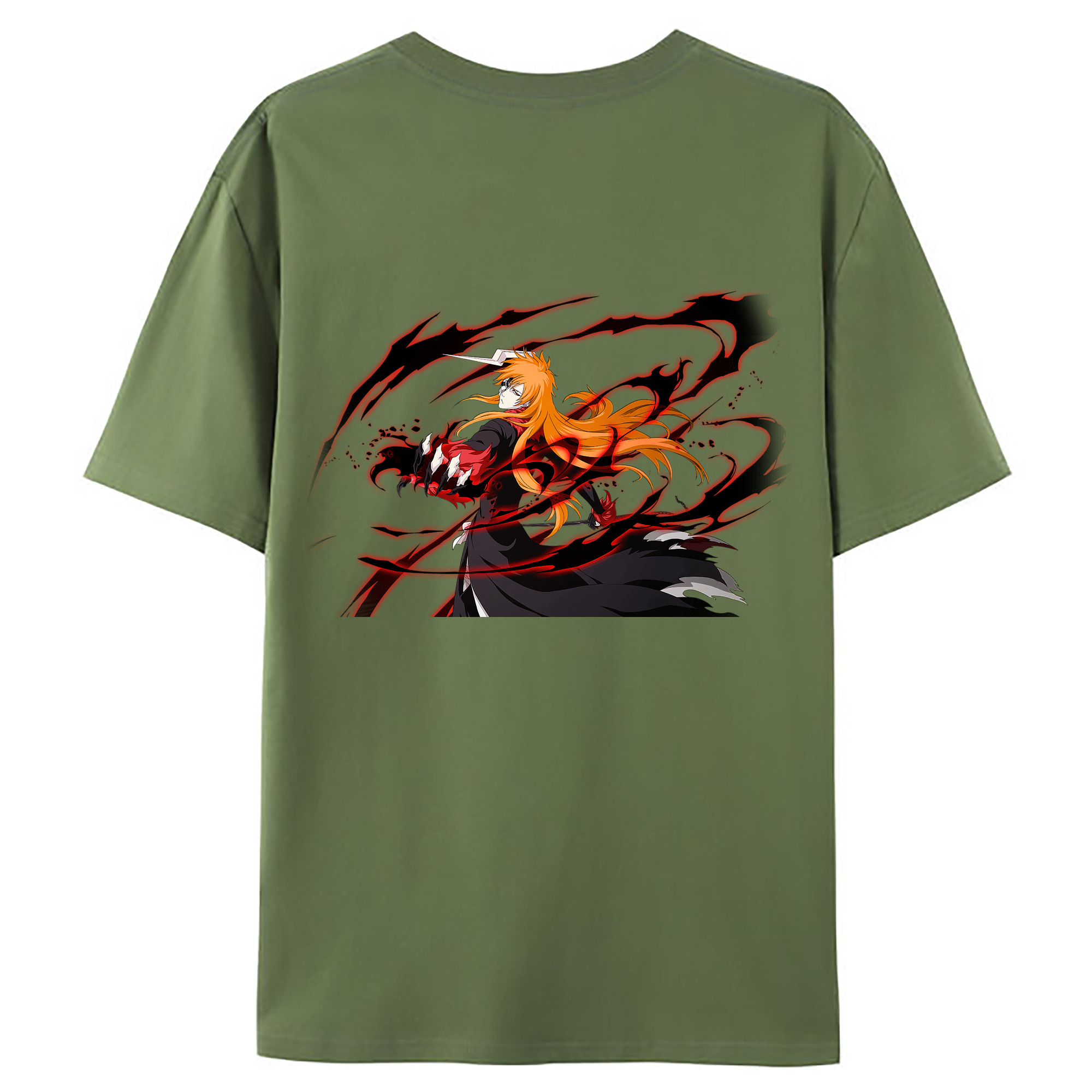 （画像用） ブリーチ 黒崎一護（くろさき いちご）BLEACH Kurosaki Ichigo 綿100％ メンズ半袖Tシャツ（バックプリント） 通気性